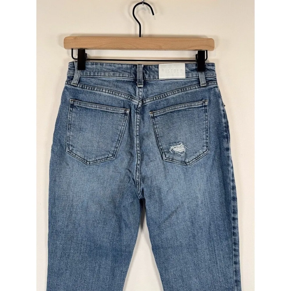 PISTOLA Womens Jeans Blue Lennon Mid Rise Boot Cut Cropped Distressed Size 27 - Image 11