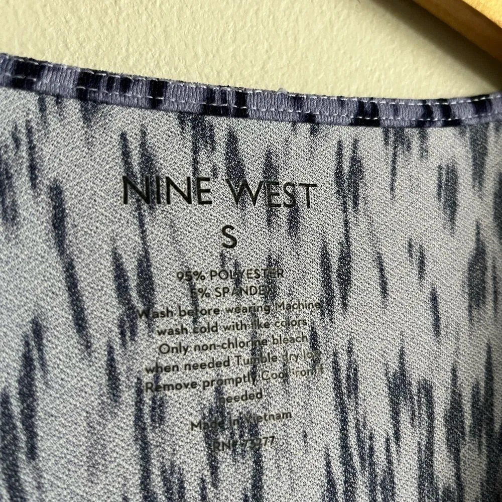 Nine West Purple Ikat Faux Wrap Mini Dress Tie Belt Short Sleeve Size S - Image 4