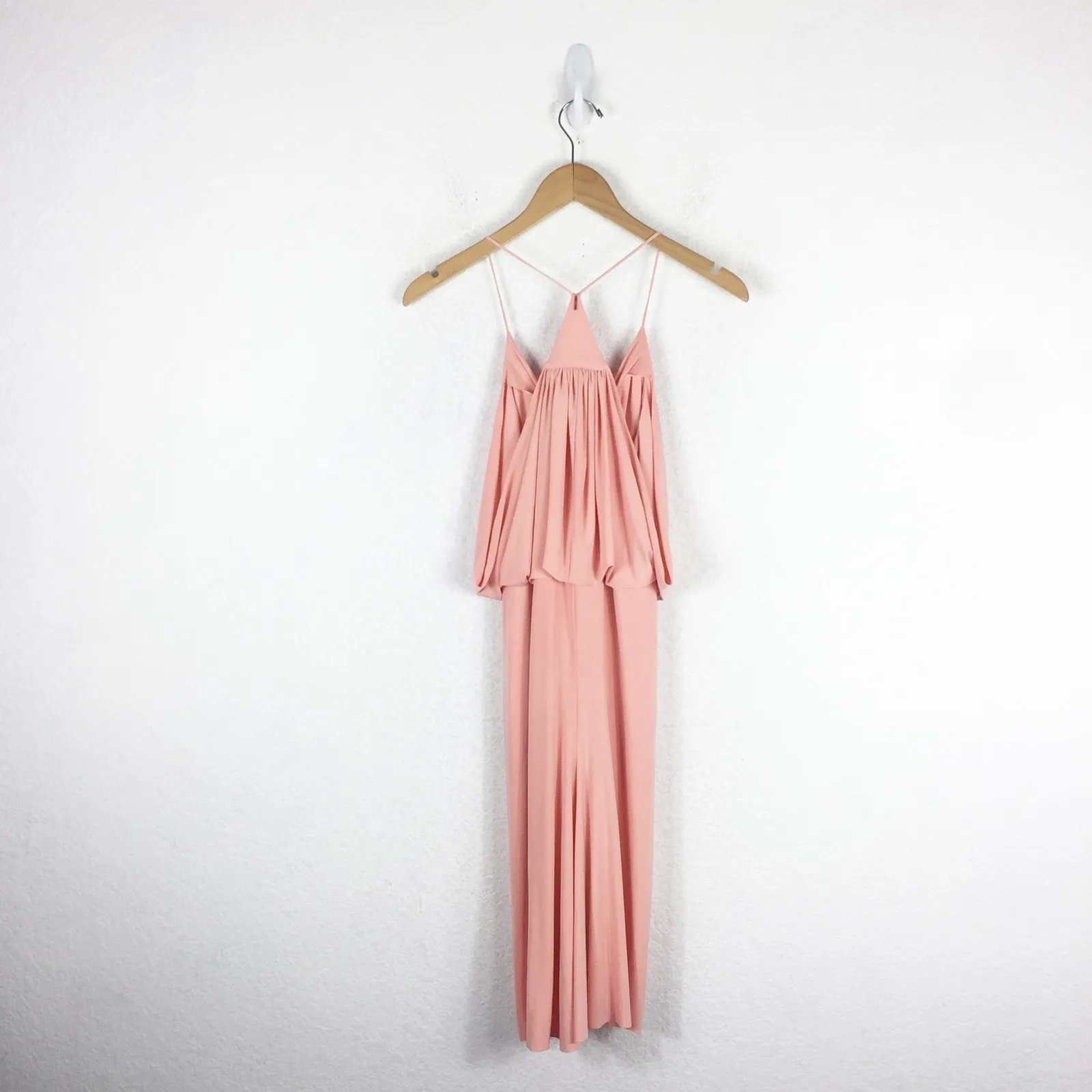 MISA Los Angeles Domino Draped Mini Dress Medium Coral Pink Jersey Cocktail - Image 15