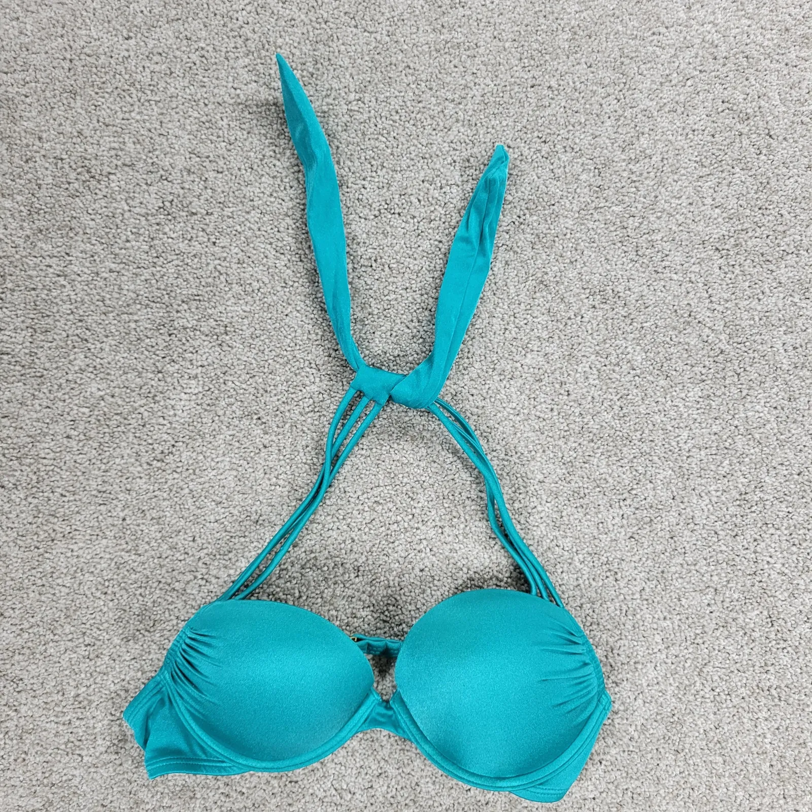 Victorias Secret Bombshell Bikini Top‎ Womens A Cup Teal Blue Padded Push Up Bra - Image 4