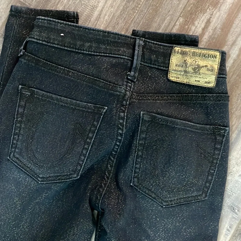 True Religion Halle Glitter Gold Metallic High Rise super skinny jeans - Image 11