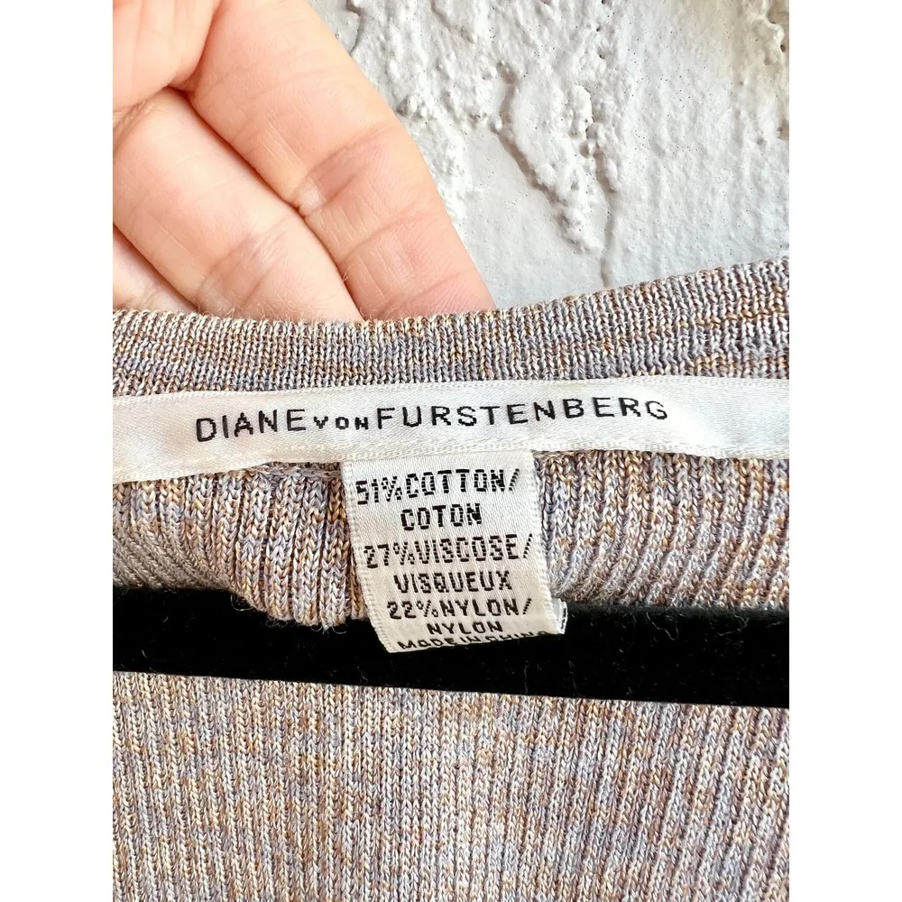 Diane Von FurstenbergCotton Blend Lace Up Tank Top Beige Blue Women Size Large - Image 3