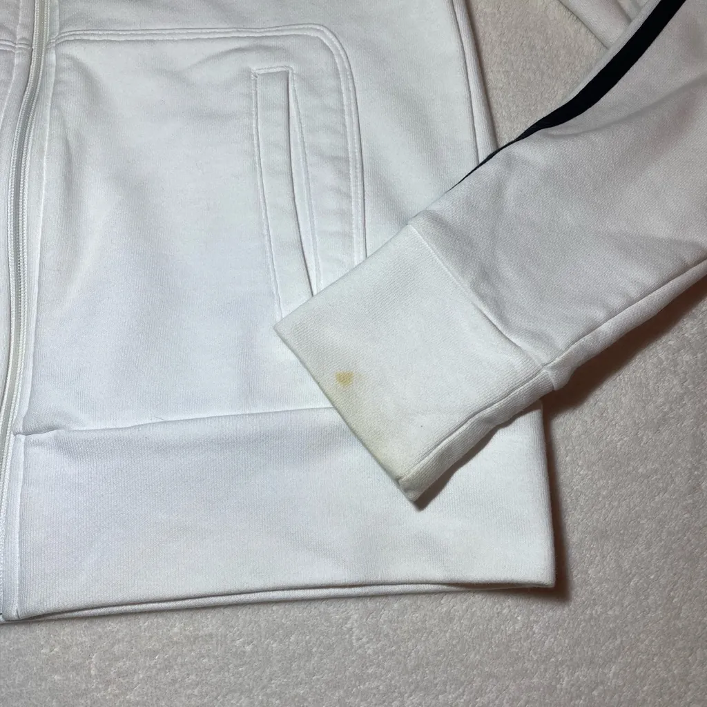 White Adidas Zip-Up Hoodie - Image 6