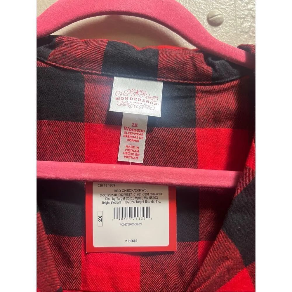 Wondershop At Target Red And Black Plaid Pajama Set Woman’s 2X NEW Size XXL - Image 6