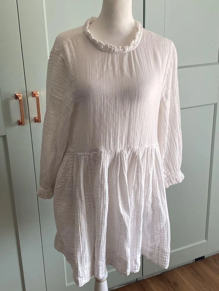 Free People Living For This Mini Dress Tunic Ivory sz Small 100% cotton - Image 2