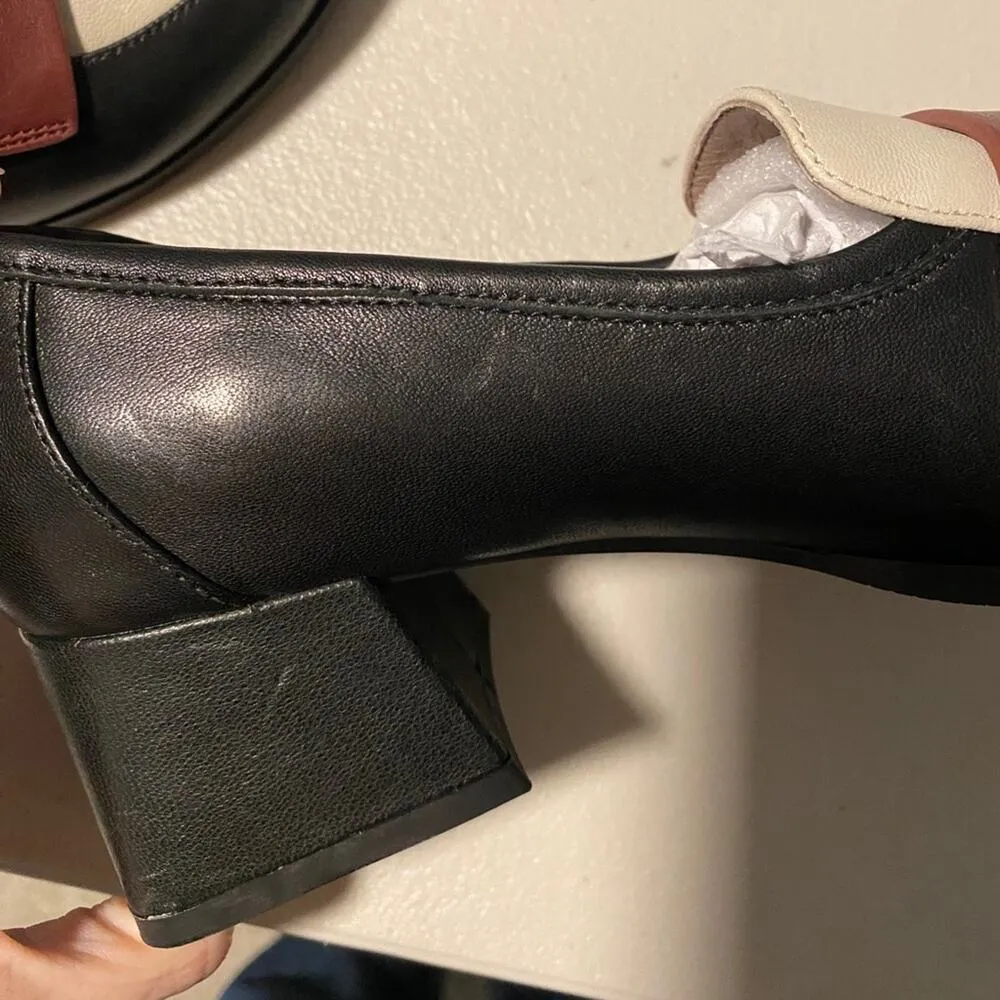 Chocolat Blu Black White Berry Penny Loafer Block Heel Academia Size 7 - Image 9