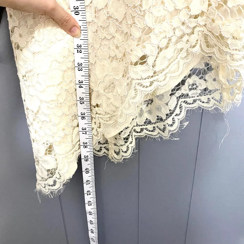 NBD Revolve Cream Only Yours Lace Asymmetrical Strappy Back Mini Dress XS - Image 6