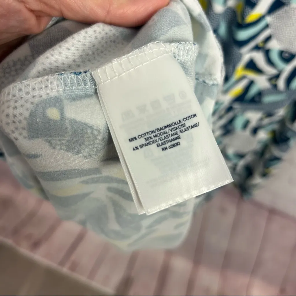 Land's End faux wrap flared fish printed active dress size XL nautical preppy - Image 8