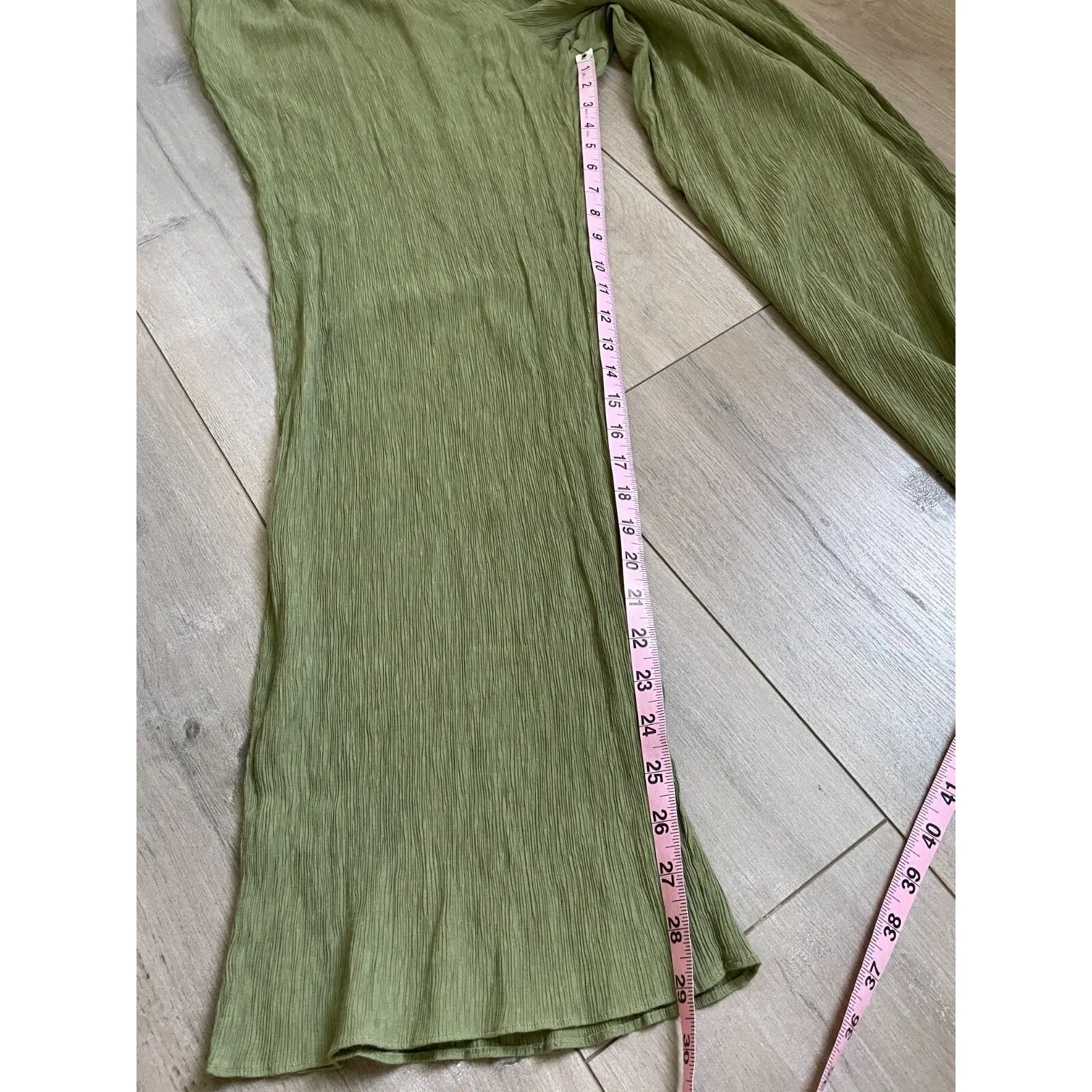 Abercrombie & Fitch Crinkle Textured Pull-On Wide Leg Green Pant Sz XL Comfort - Image 9