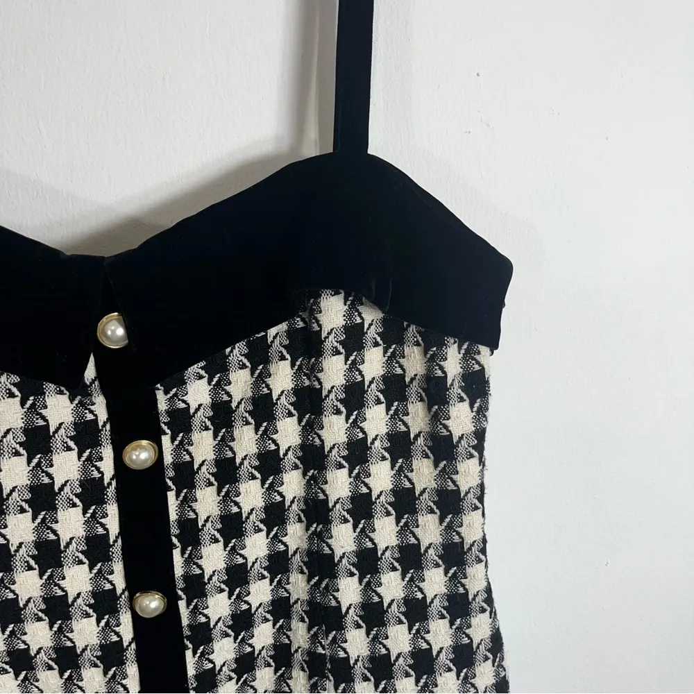 NWT LPA Mariya Herringbone Tweed Mini Dress Black White Large - Image 6