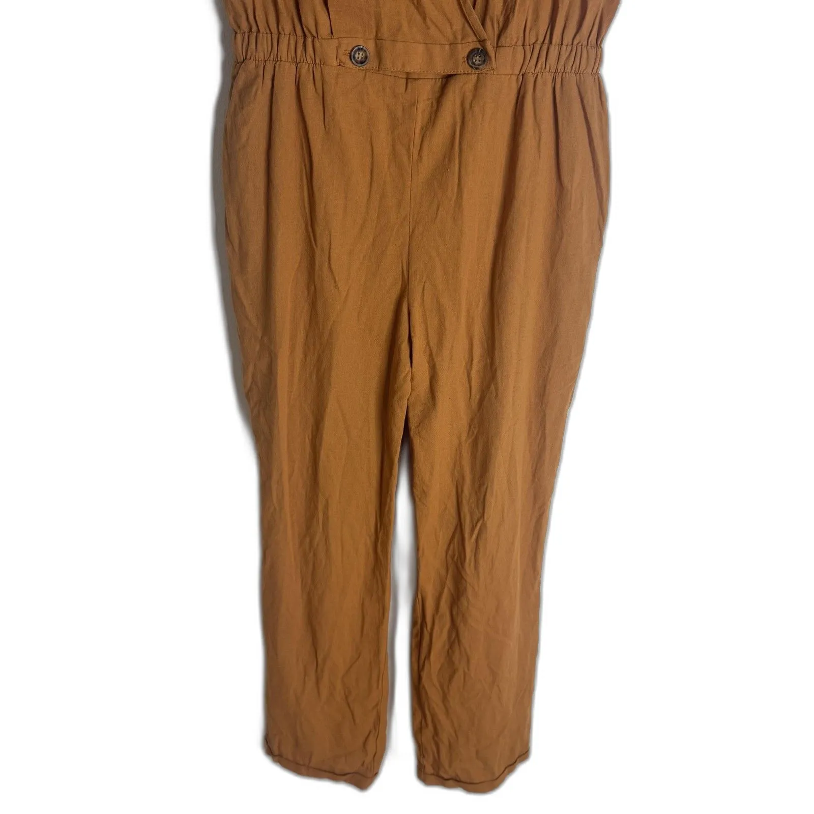 Sienna Sky Jumpsuit Womens Medium Brown Short Sleeve V Neck Elastic waist - Image 4