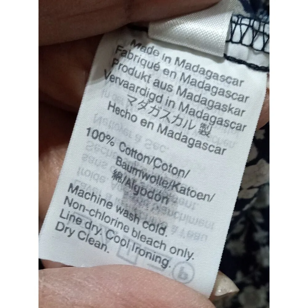 Liberty For J.CREW Women's Navy Floral Cotton Collared Button Down Shirt Size 2 Blue - Image 6