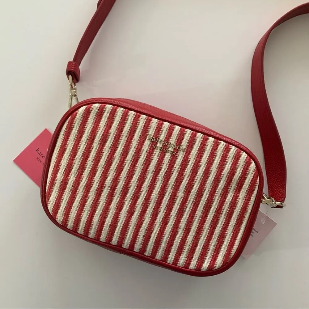 Kate Spade New York Astrid Red Stripe Medium Crossbody Purse Camera Bag NWT - Image 5