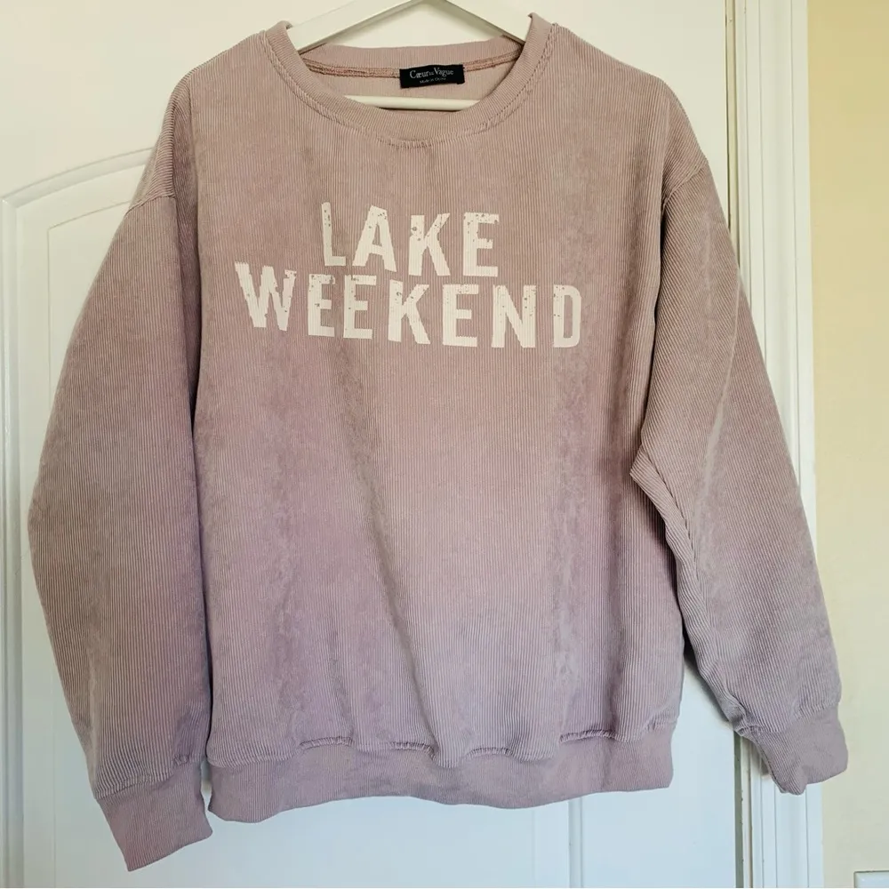 Coeur de Vague Boutique Euro-Inspired Lake Weekend Corduroy Sweatshirt | Size: M - Image 6