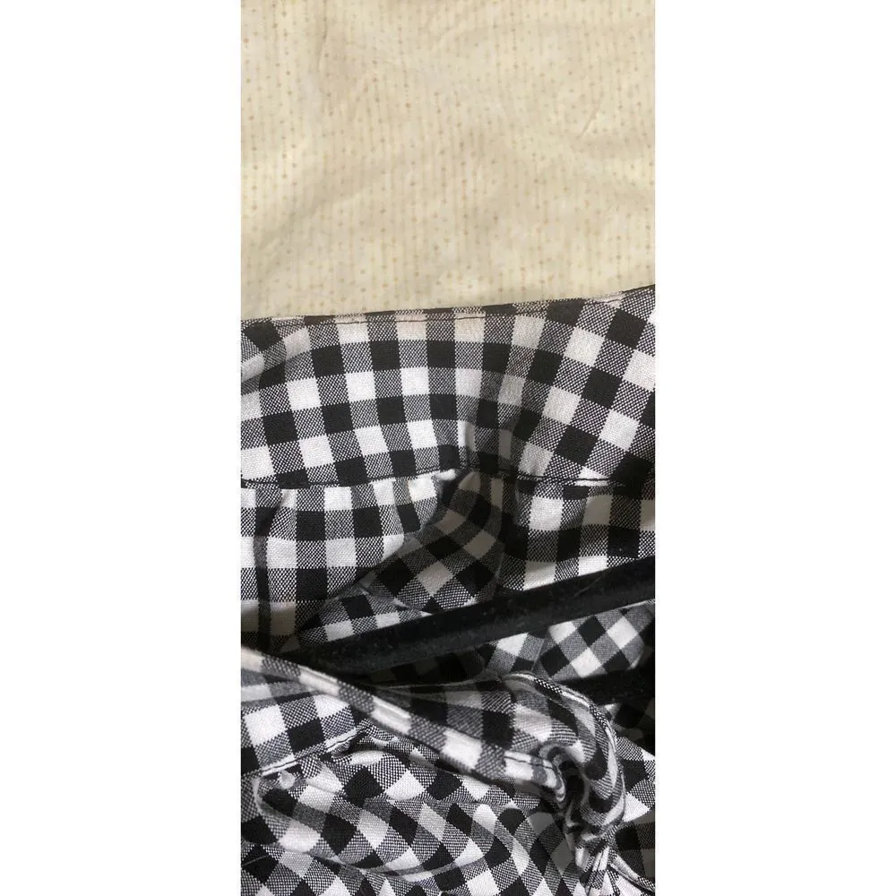 Zara black/white Gingham dress, cold shoulder with puffed short sleeves, tie bac - Image 14