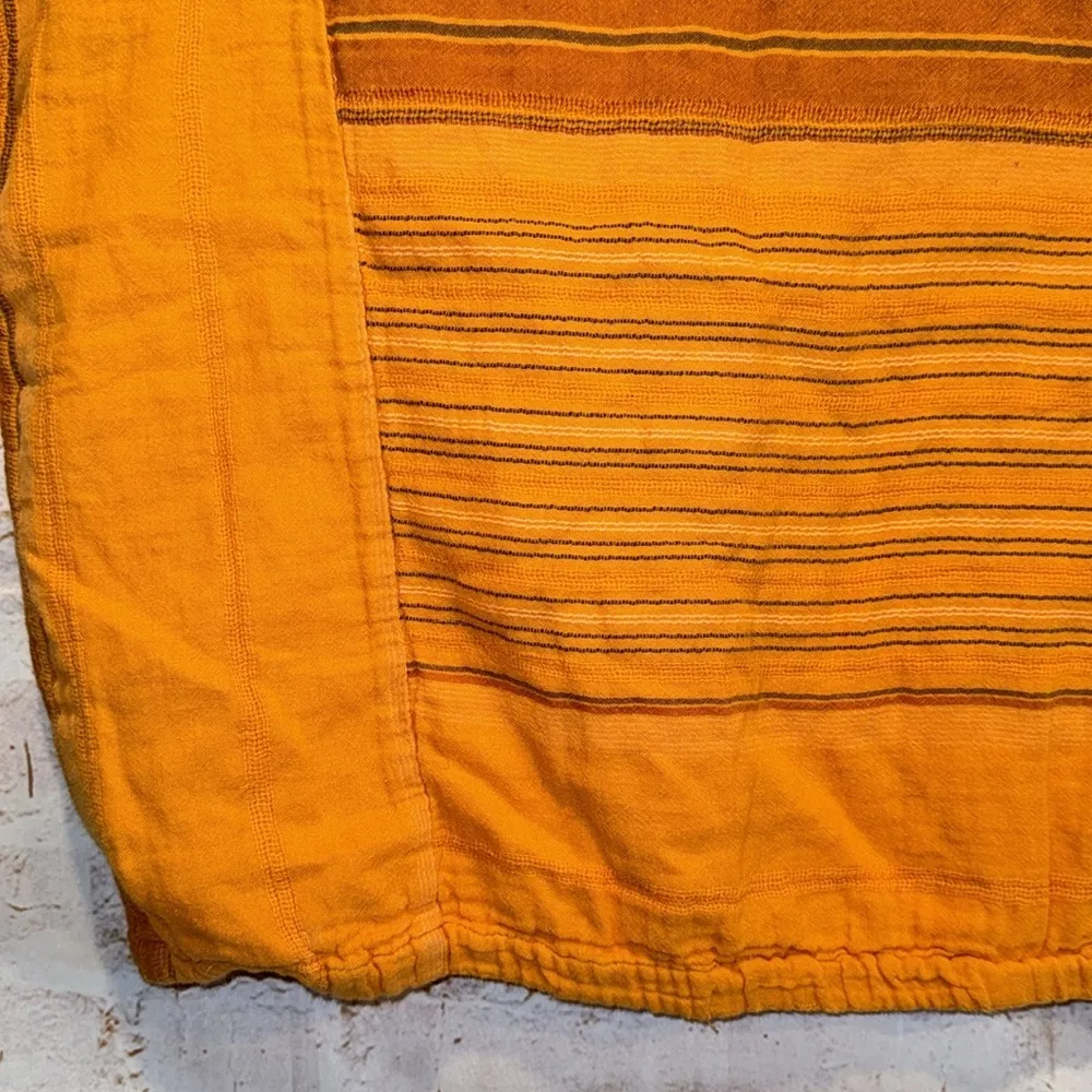 Orange Striped Women's Prana Mistico Short Sleeve Top Guaze Cotton Medium - Image 6