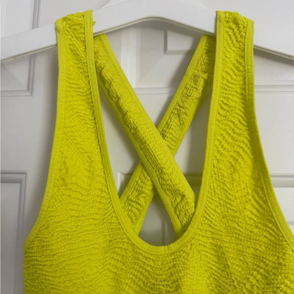 Bebe Textured Cross Over‎ Mini Bodycon Dress - Size S - Neon Yellow - NWT - Image 3