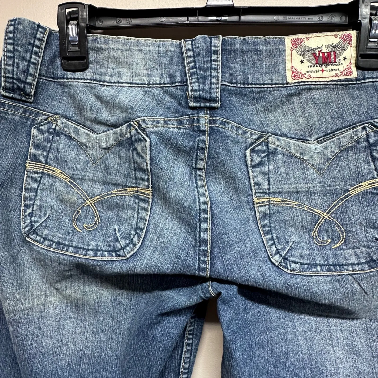 YMI Jeans USA Womens Size 9 Blue Denim Capri Shorts Button Fly Studded Detail - Image 6