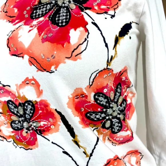 Alfred Dunner Floral Appliqué Top MP - Image 2