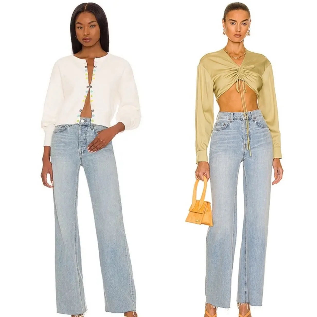 GRLFRND Brooklyn Jeans Size 27 NWT High Rise Straight Crystal Cove Cotton Blend - Image 4