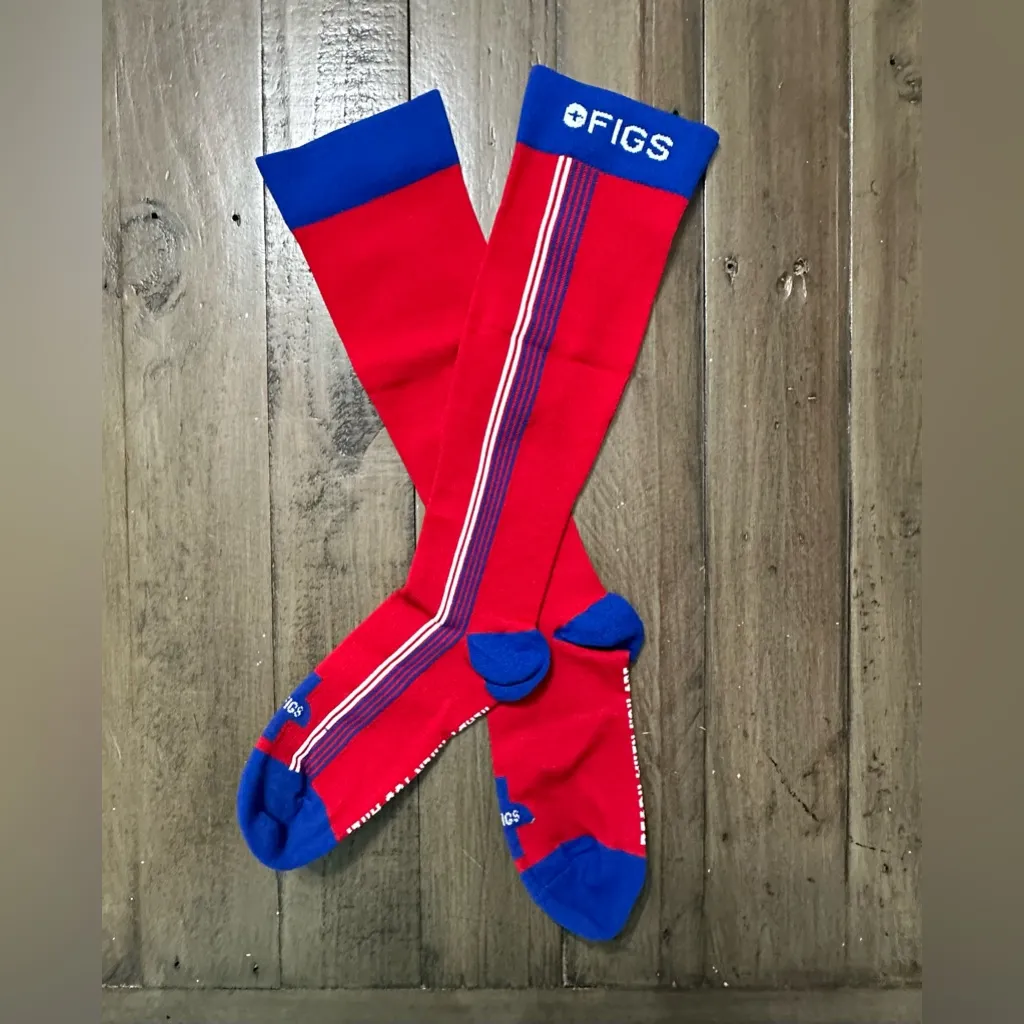 FIGS Compression Socks - Blue Red - Stripe Ready When You Are - Large - Image 2