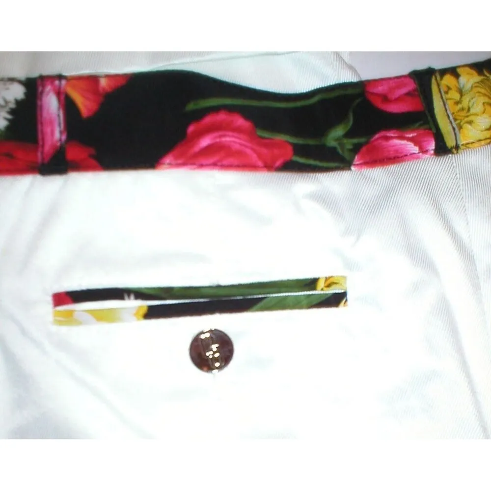 New NWT Designer 2 Womens Dolce & Gabbana White Pants Crop Italy 38 Flowers - Image 6
