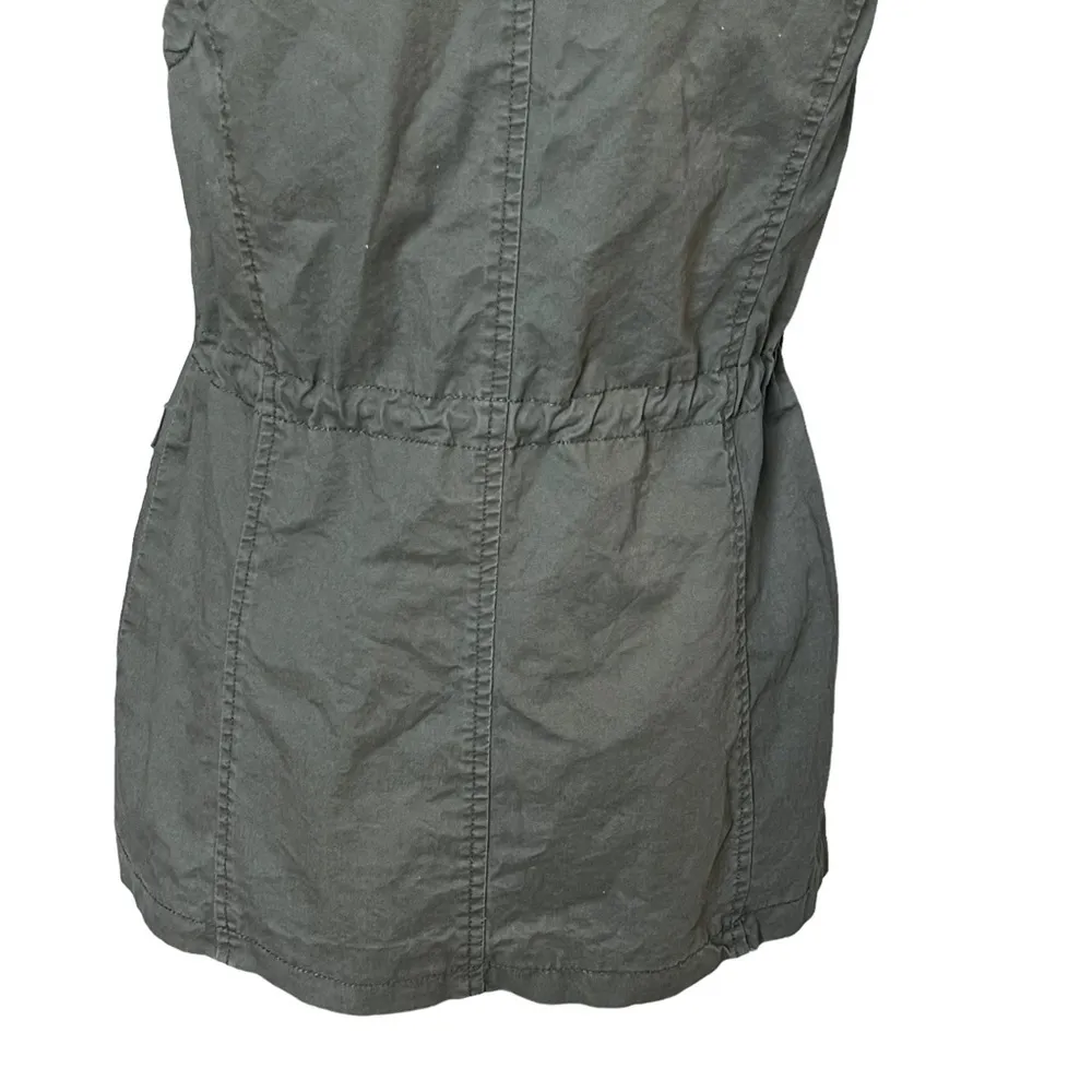 Jolt Women’s Green Military Utility Vest Jacket Size S Embroidered Roses Zip - Image 6