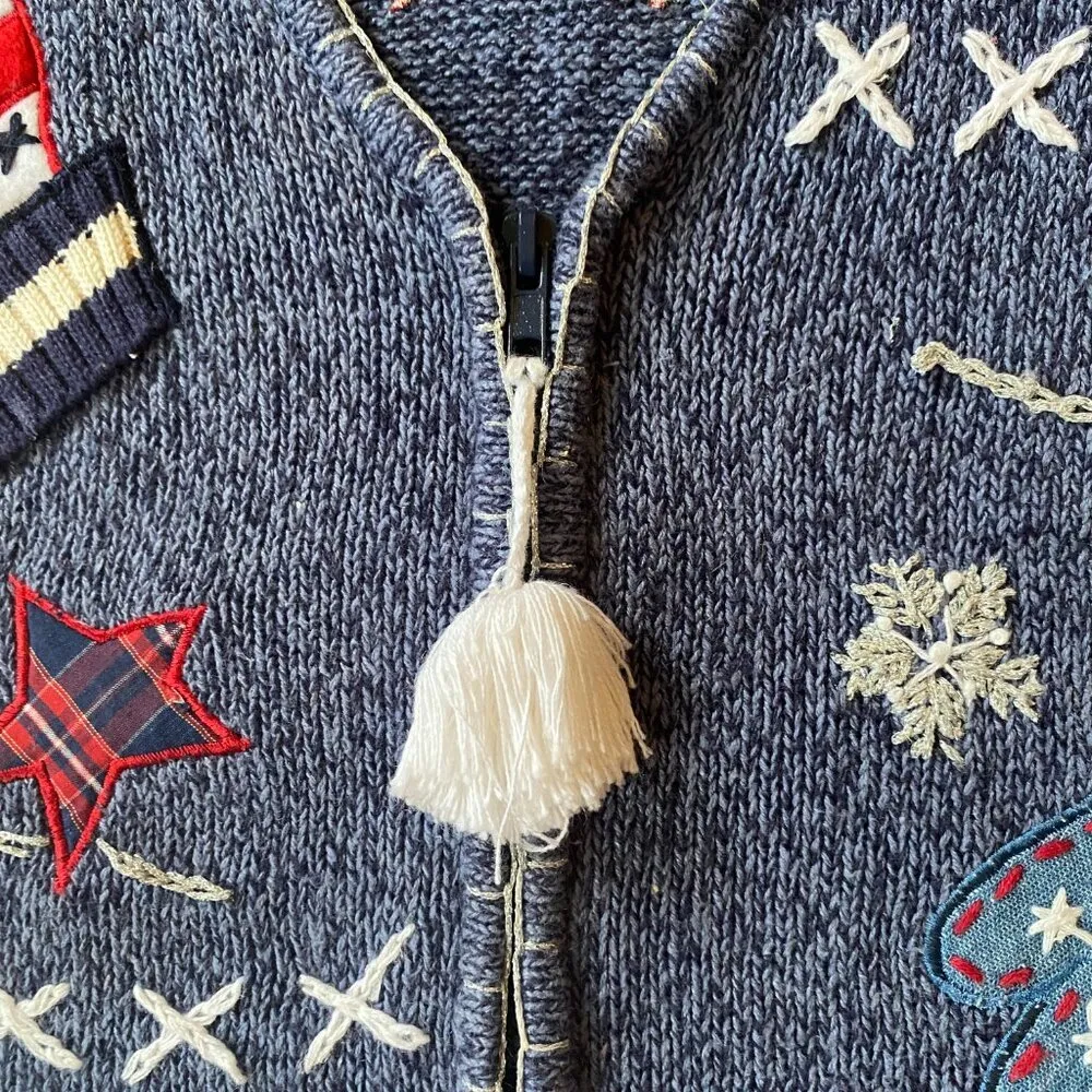 Bobbie Brooks women's large winter embroidered zip up stretchy sweater vest - Image 7