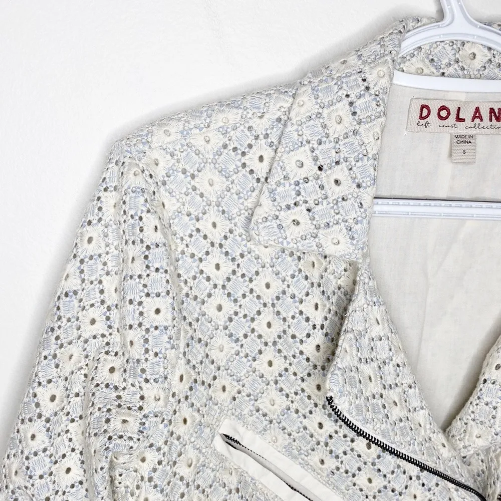 Dolan Anthropologie Left Cost Collection Rossi floral eyelet Moto jacket size S White - Image 4