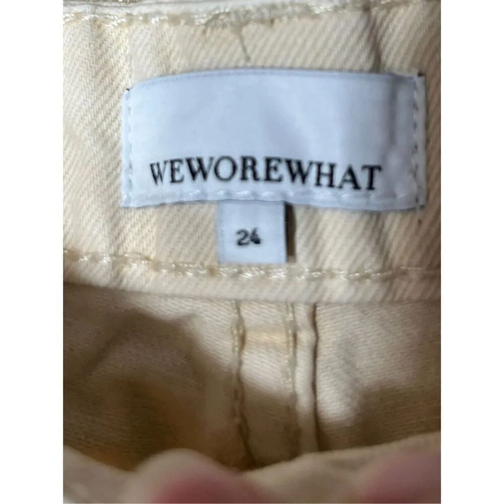 WeWoreWhat Low Rise Frayed Shorty‎ Rigid Denim Shorts NWT Size 24 - Image 6