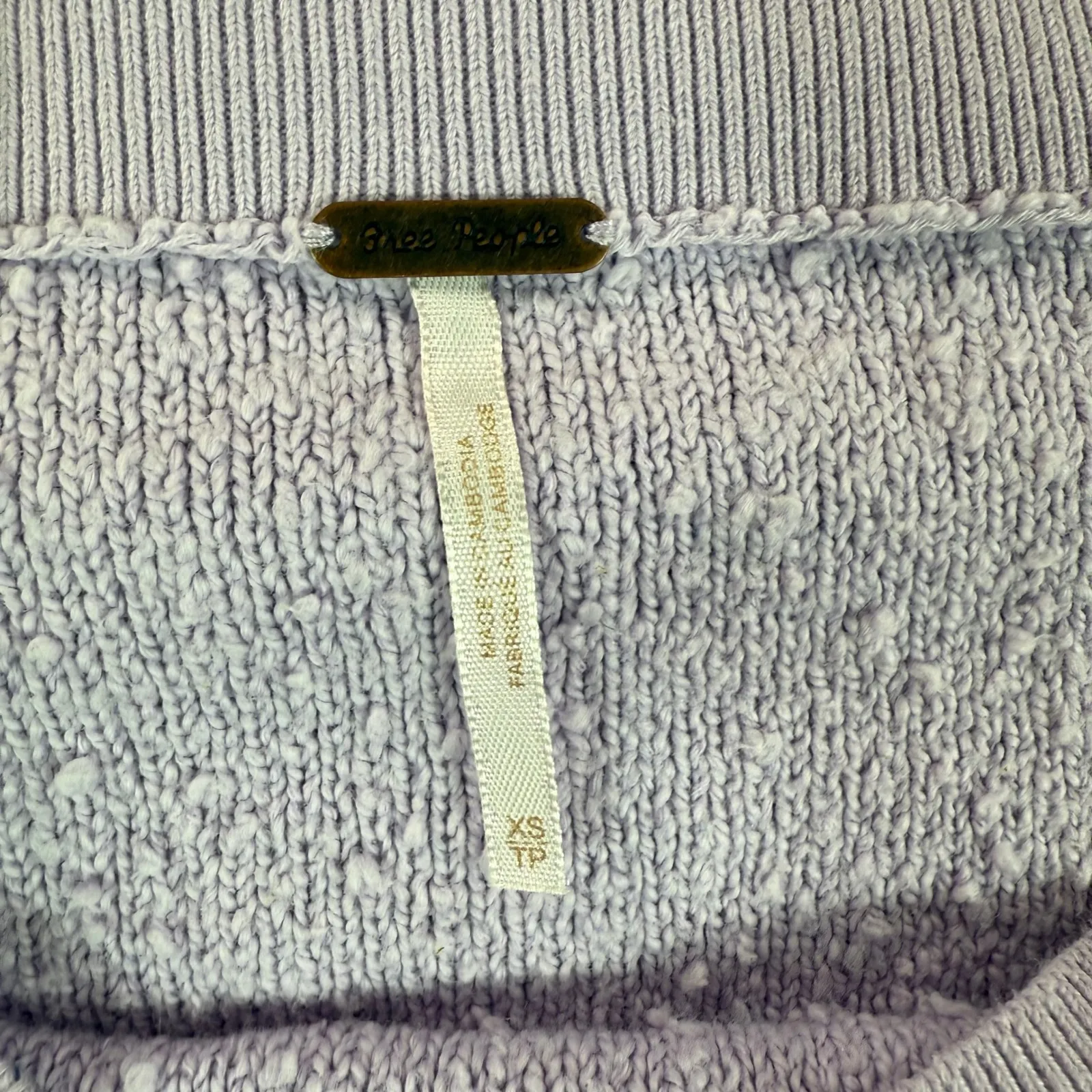 Free People XS Pullover Knit Sweater Long Sleeve Lavender‎ Textured Cozy Relaxed - Image 2