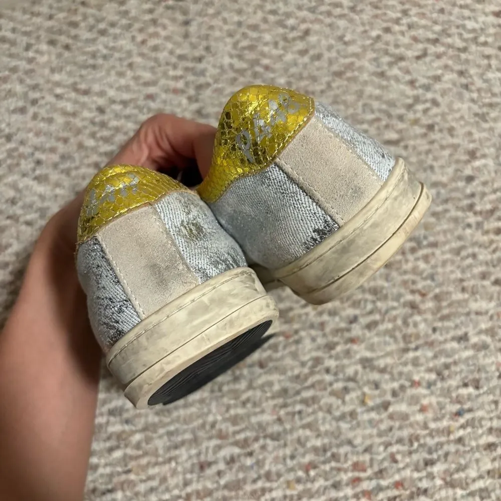 P448 John Low Top Leather Sneakers in Gold Silver- Size 38 (Size 7.5/8) - Image 12