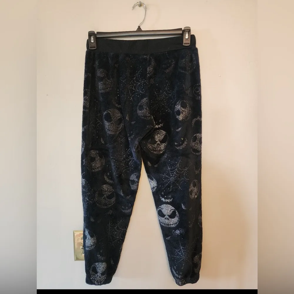 Nightmare Before Christmas Pajama Pants Women's small Black fleece - Image 2