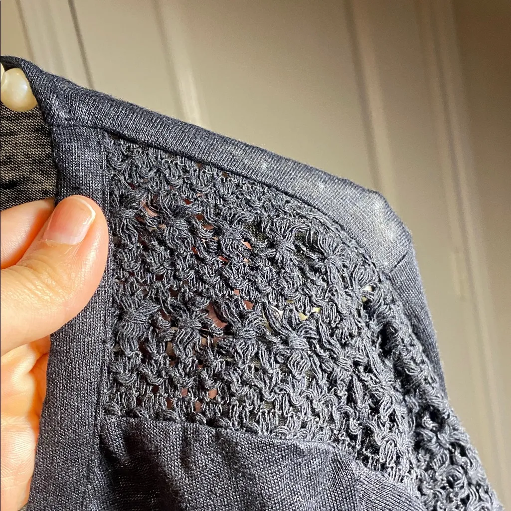 Anthropologie black top with crochet - Image 5