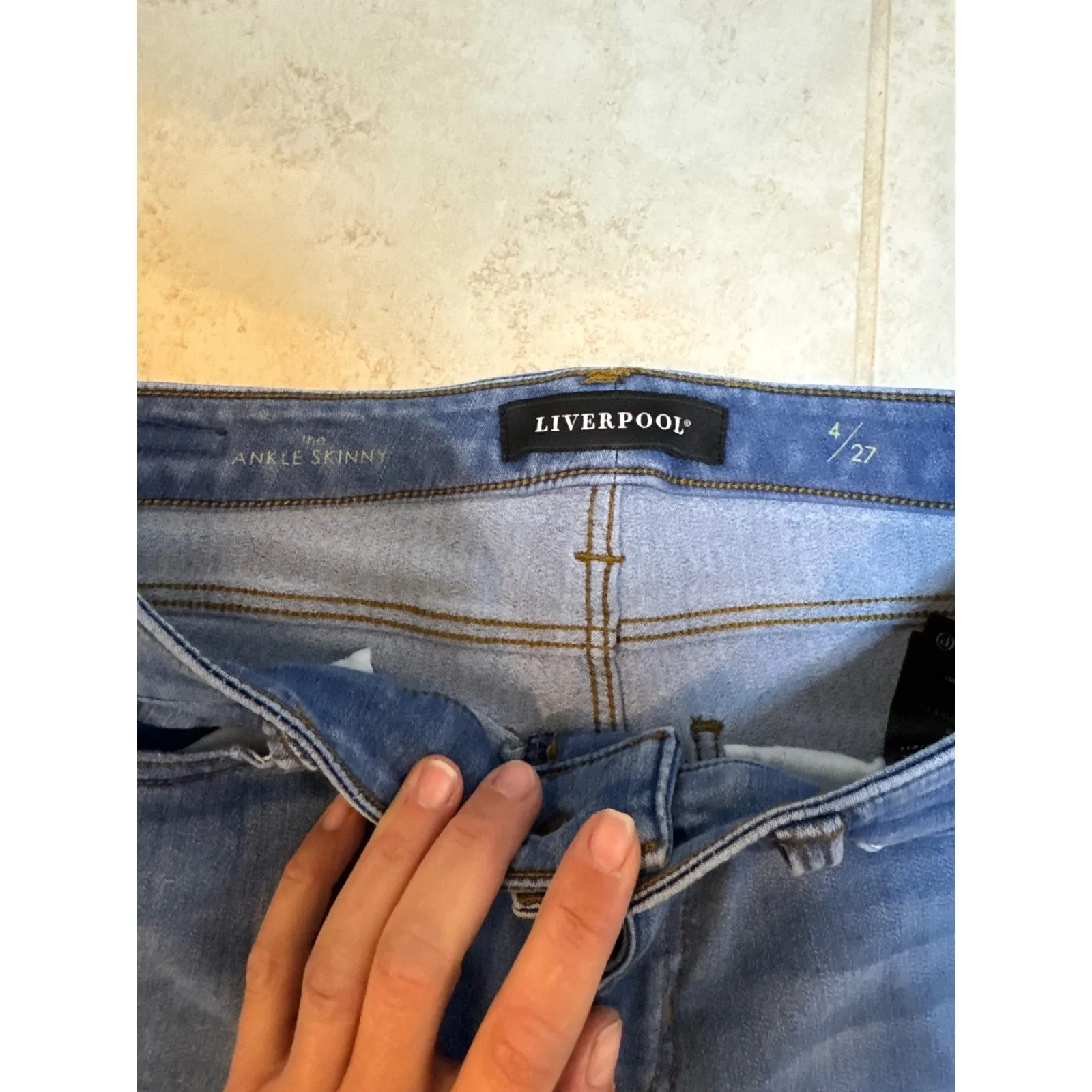 Liverpool Ridgeway Grind Ankle Skinny Jeans Blue Wash Womens Size 4 - Image 4