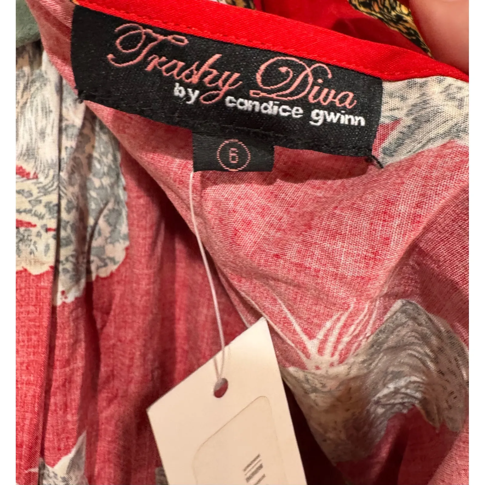 Trashy Diva Candice Gwinn My Pet Leopard Maxi Dress Red Sz 6 NWT RETIRED PRINT - Image 10