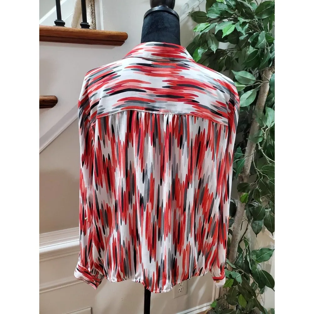 JM Collections Women Multicolor Collared Long Sleeve Casual Button Down Shirt XL - Image 9