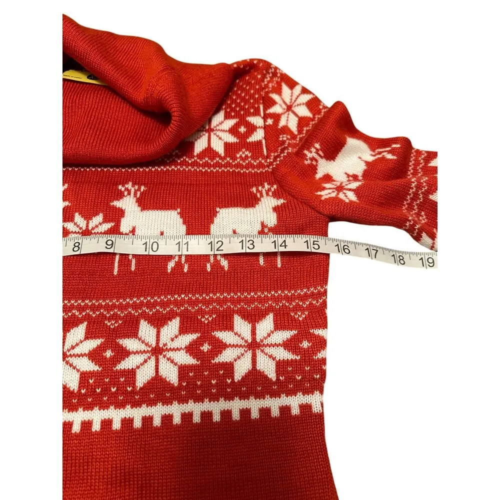 Tipsy Elves Cowl Neck Christmas Sweater Dress Fair Isle Reindeer Snowflakes XS - Image 7
