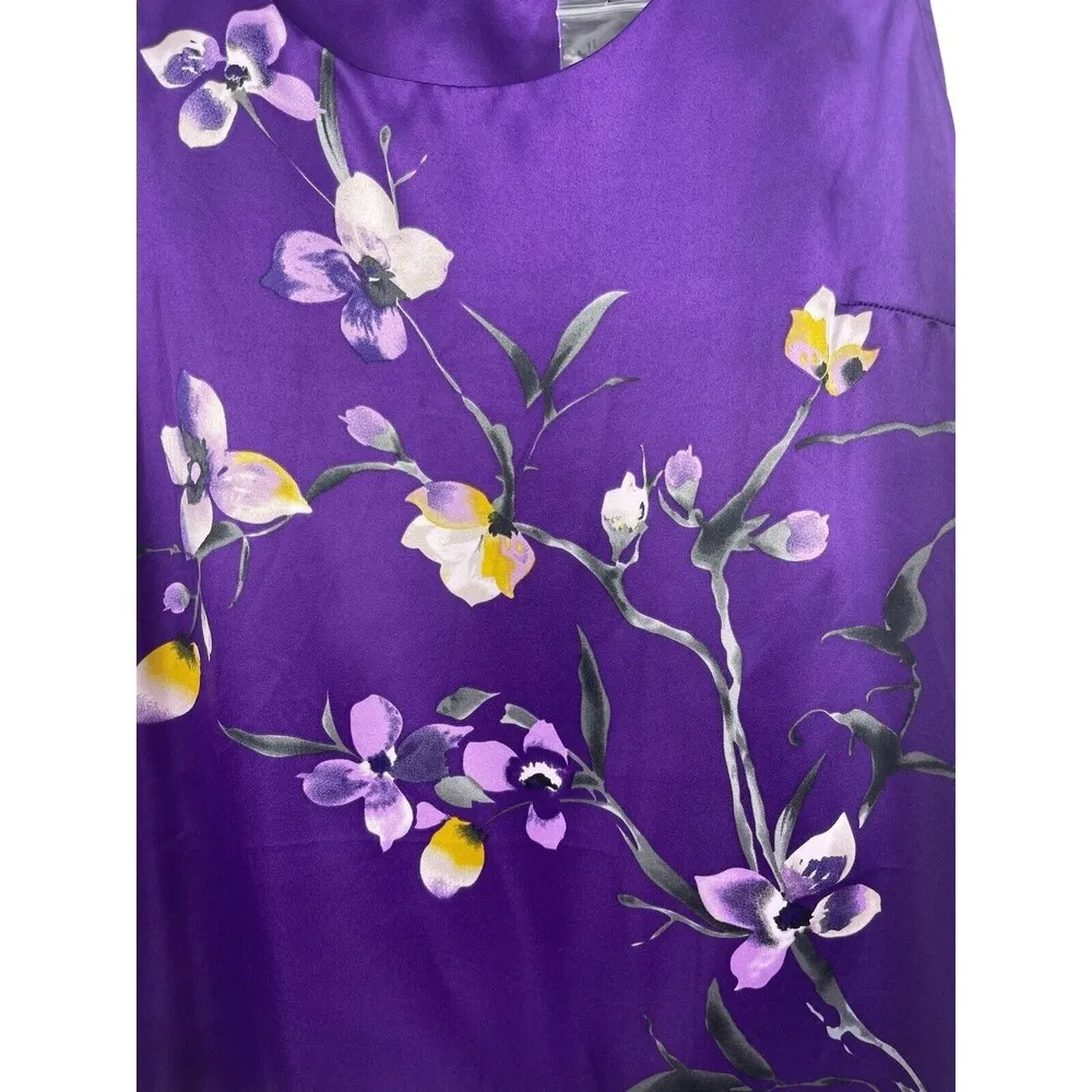 Apt 9 Deep Purple Floral Satin Feel Sleeveless Dressy S Top NWT - Image 5