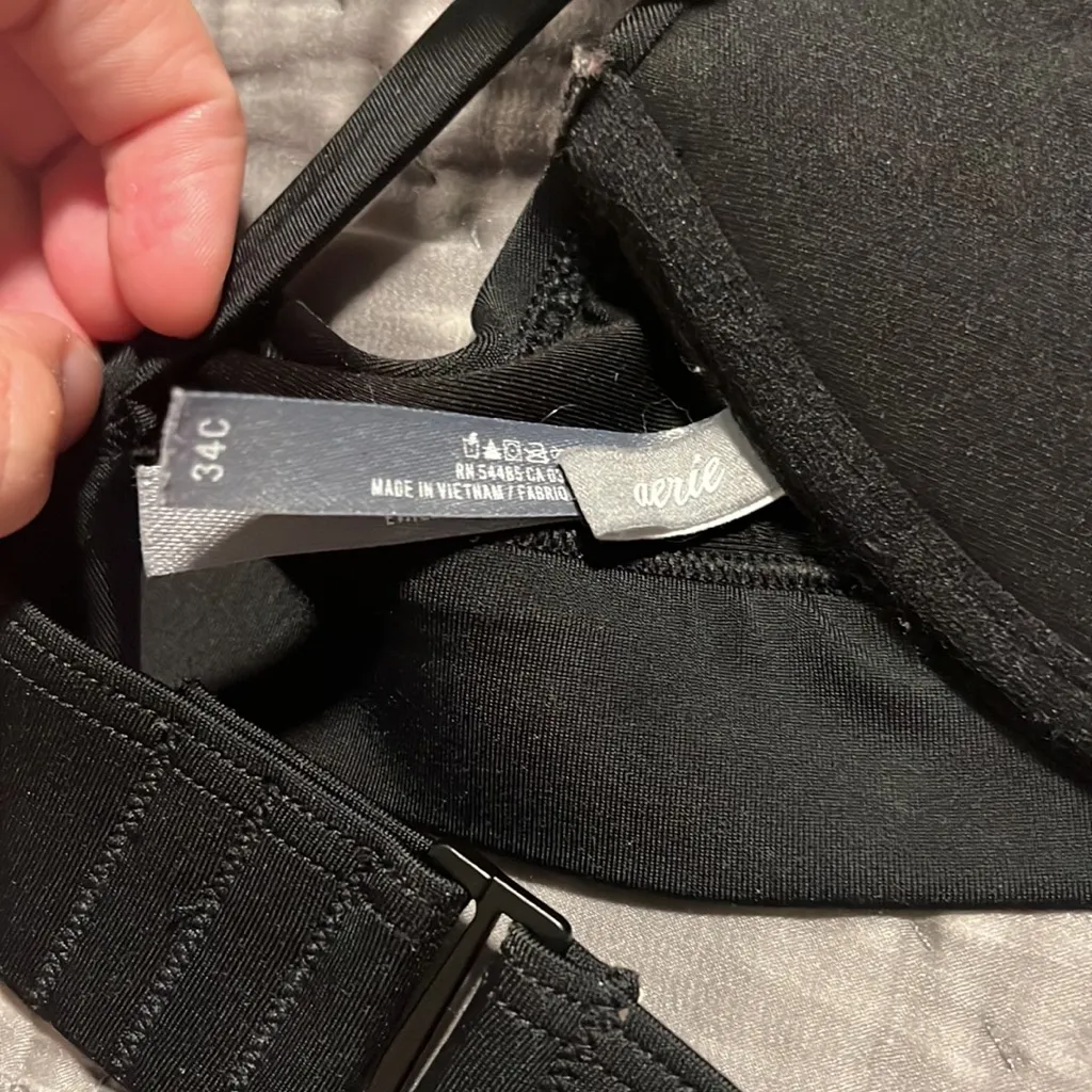 Aerie 34C cup black bikini top with tie straps - Image 3