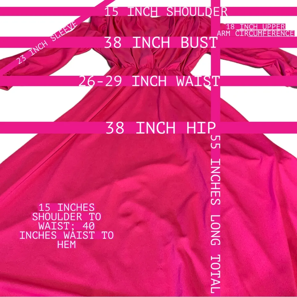 VINTAGE 1970'S VIBRANT PINK KNIT MAXI DRESS AND MATCHING BELT (8) - Image 14