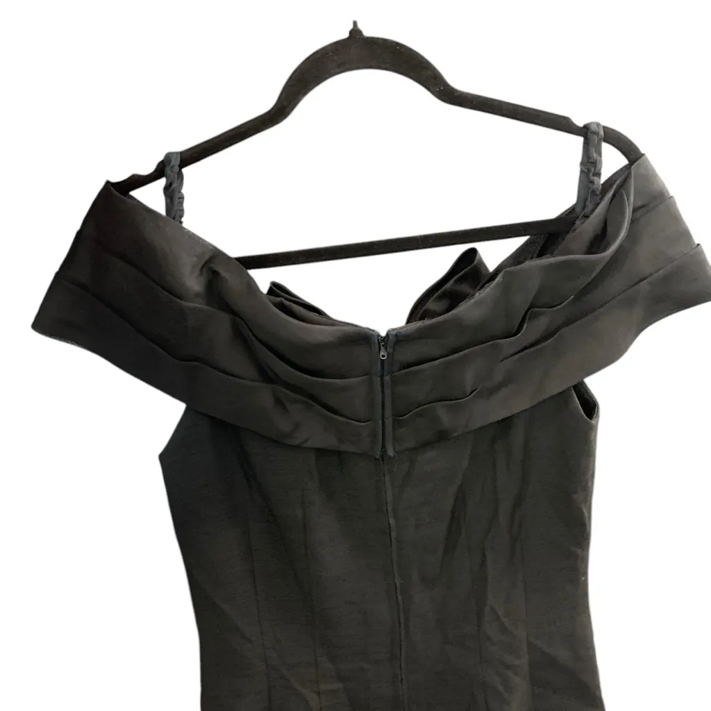 AJ Bari Vtg 90s Black Off the Shoulder Big‎ Bow Accent Cocktail Party Dress Sz 8 - Image 5