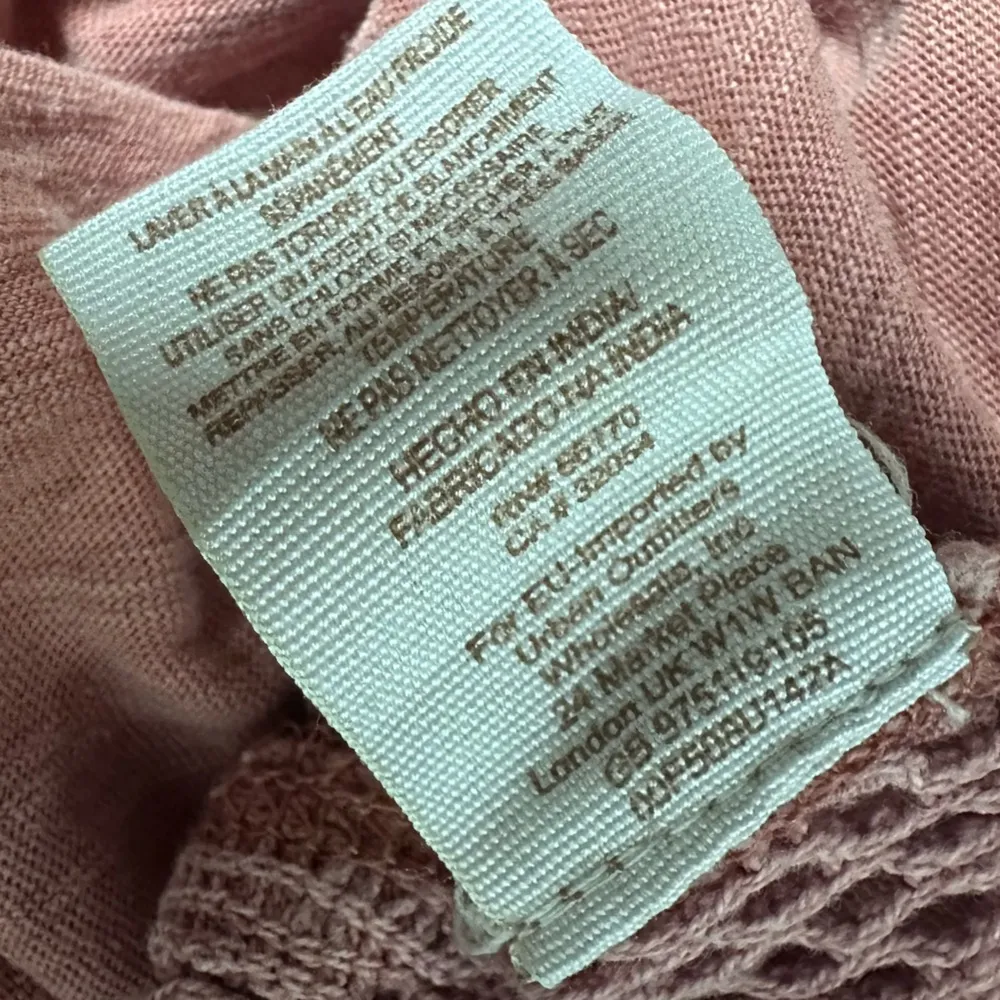 Free People Crochet Lace Patchwork Back Dusty Pink Long Sleeve Shirt Womens XS - Image 8