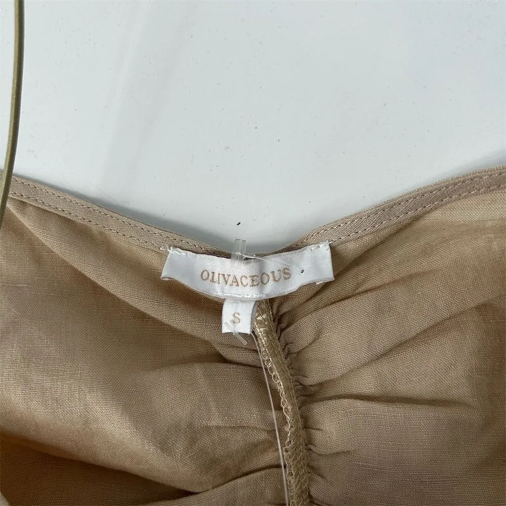 NWT Olivaceous Ruches Corset Crop Top in natural beige Size S - Image 7