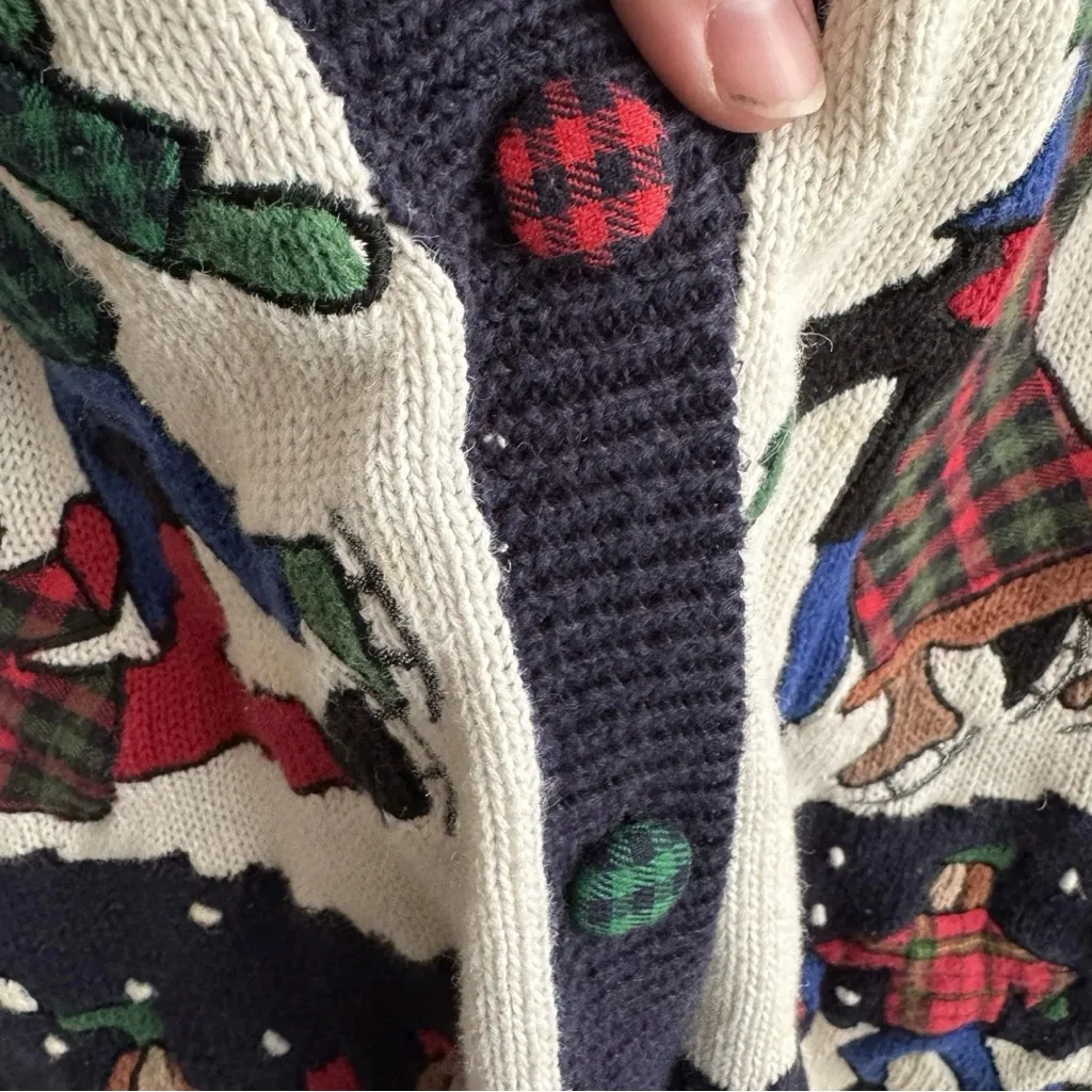Susan Bristol 1992 hand knitted ice skating cardigan size small - Image 5
