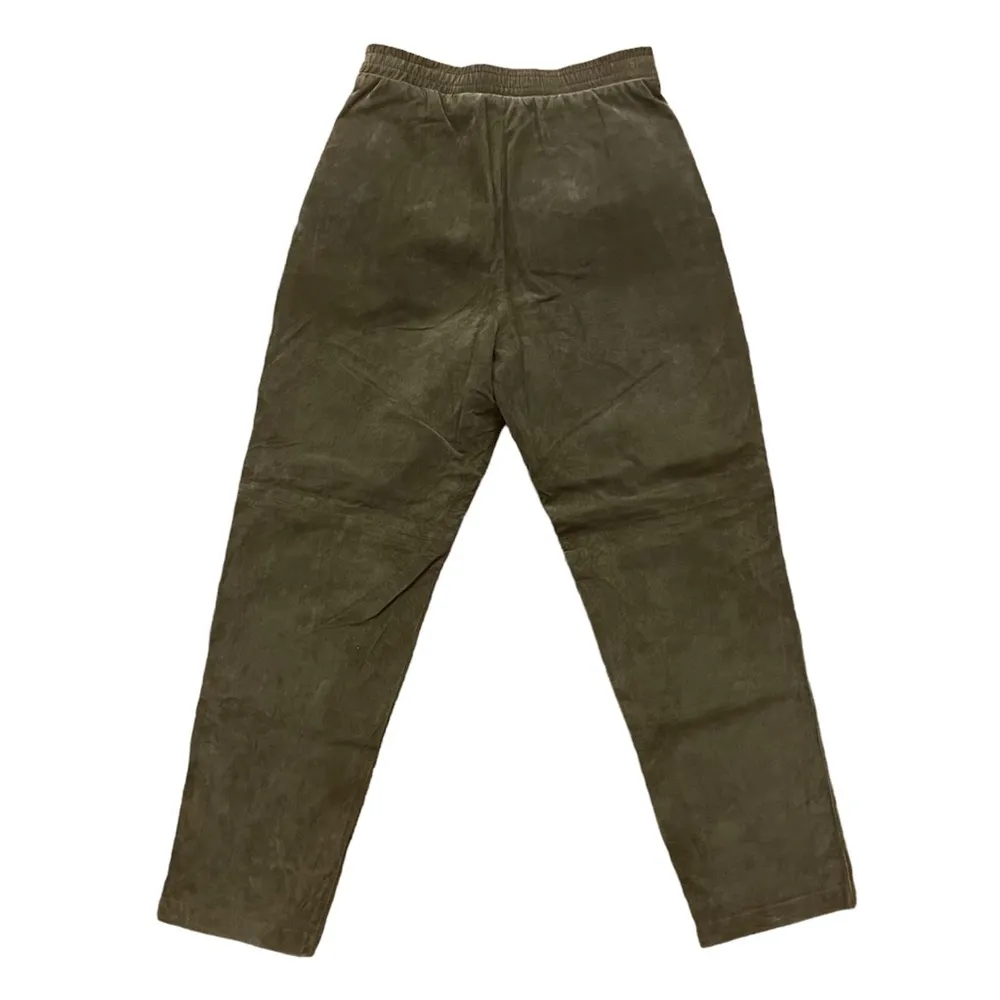 Vintage Evan Davies Genuine Olive Green Suede Cigarette Pants Size 6 - Image 2