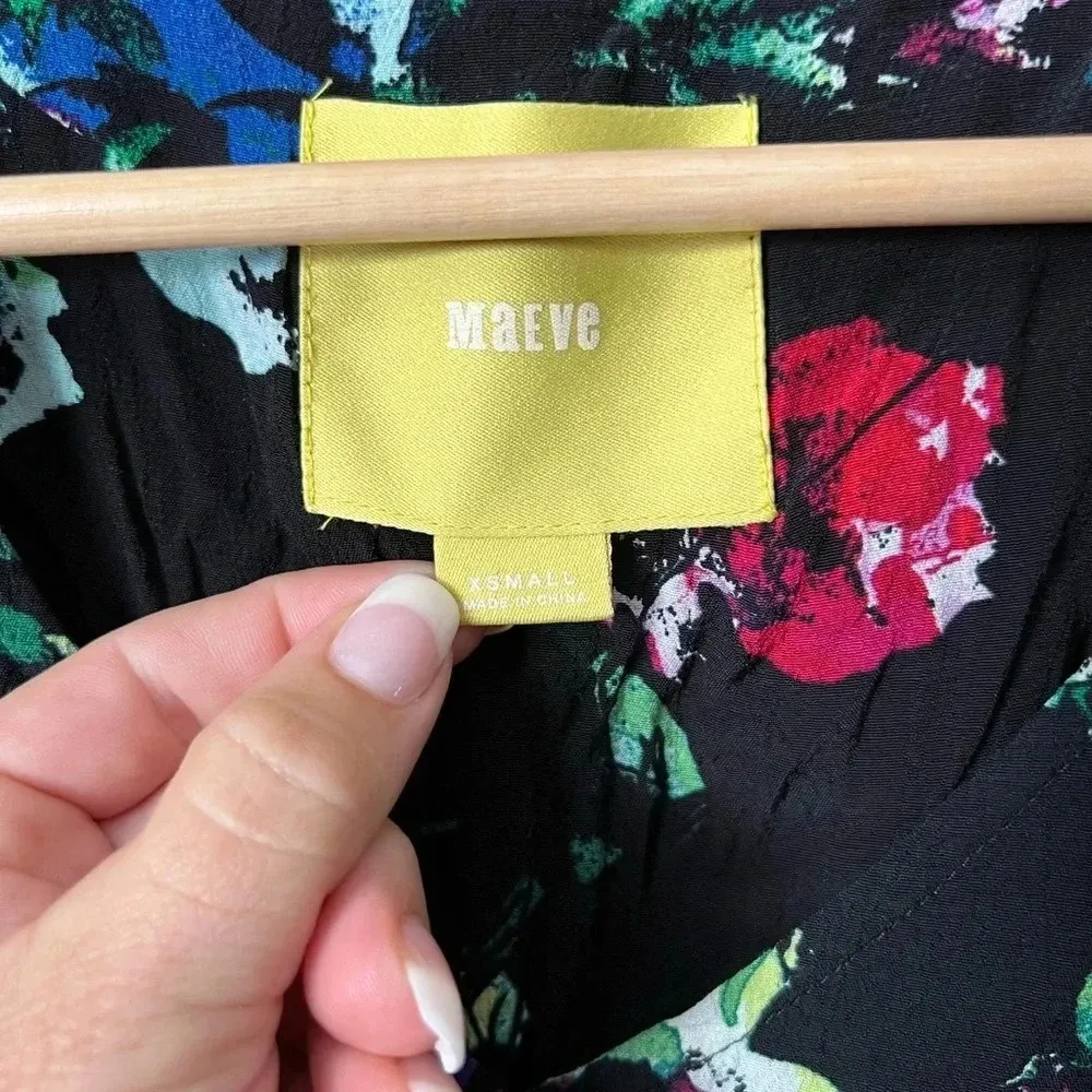 Maeve Anthropologie Black Floral Petal Palette Tunic Dress Size XS - Image 12