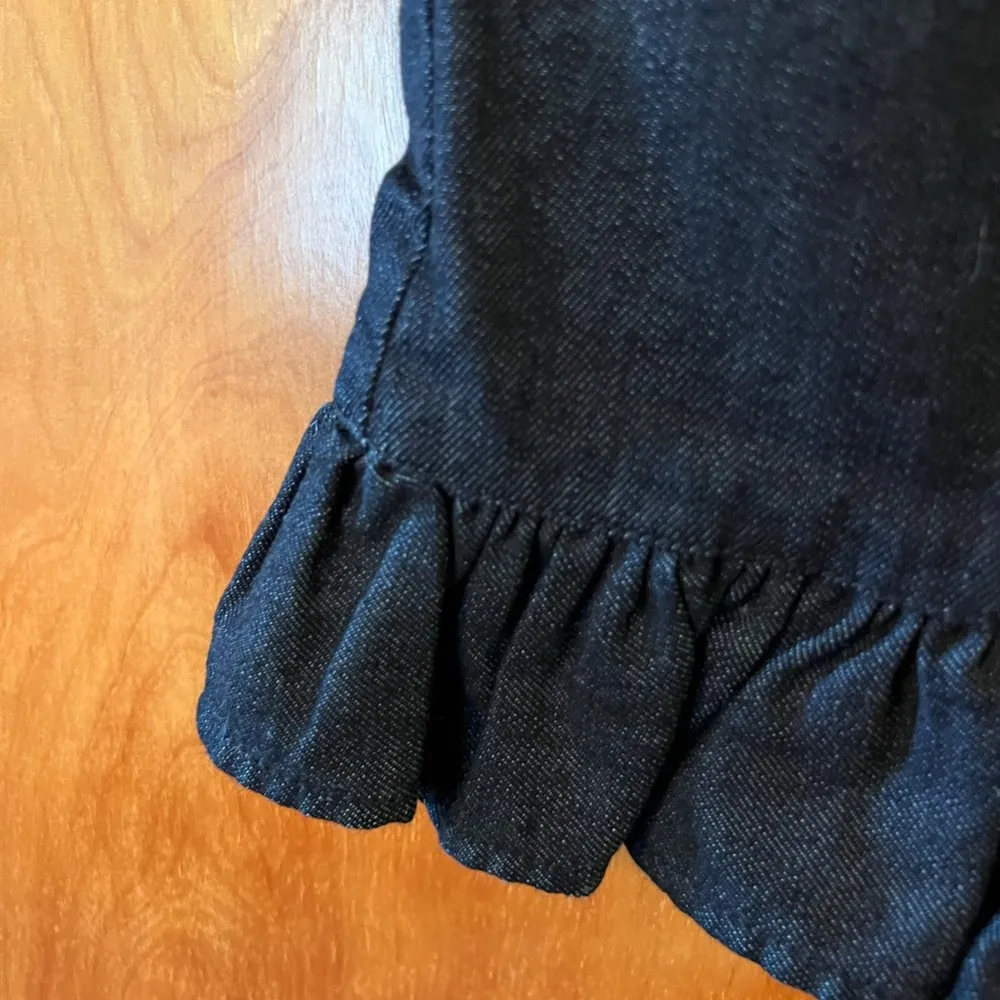 Leifsdottir Anthropologie Cotton Stretch Button Accent Ruffle Denim Skirt Size 2 - Image 7