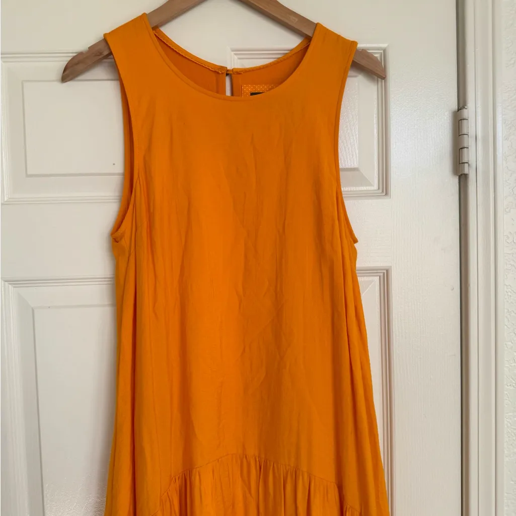 Anthropologie Maeve Marlene Tiered Maxi Dress Orange Tangerine Size M Medium - Image 4
