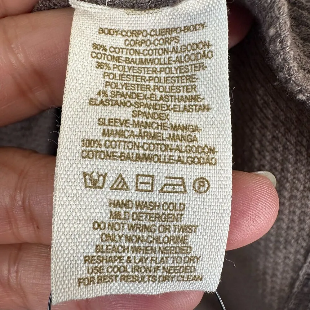 NEW Free People Shirt Size Small Cabin Fever Fair Isle Thermal Long Sleeve Taupe - Image 5